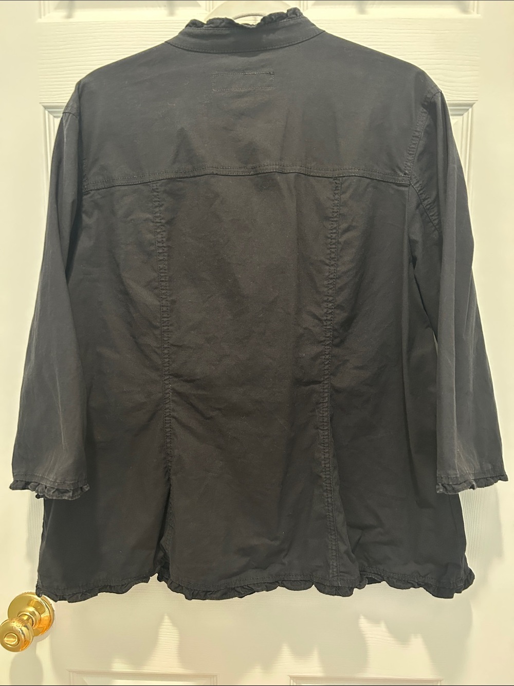 Black Ruffle-Trim Button Jacket - Picture 2 of 3